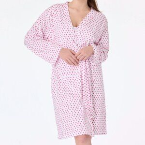 Roller Rabbit Pink Heart Print Women's Robe LIKE NEW
